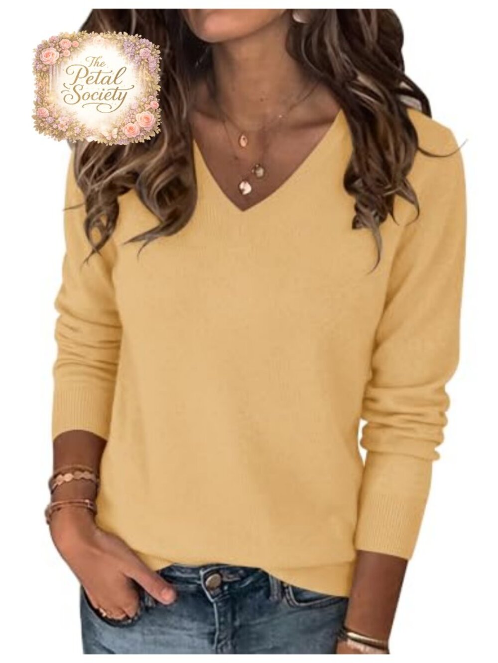 Womens Wool Blend V Neck Long Sleeve Pullover Sweater Knit Top Fall